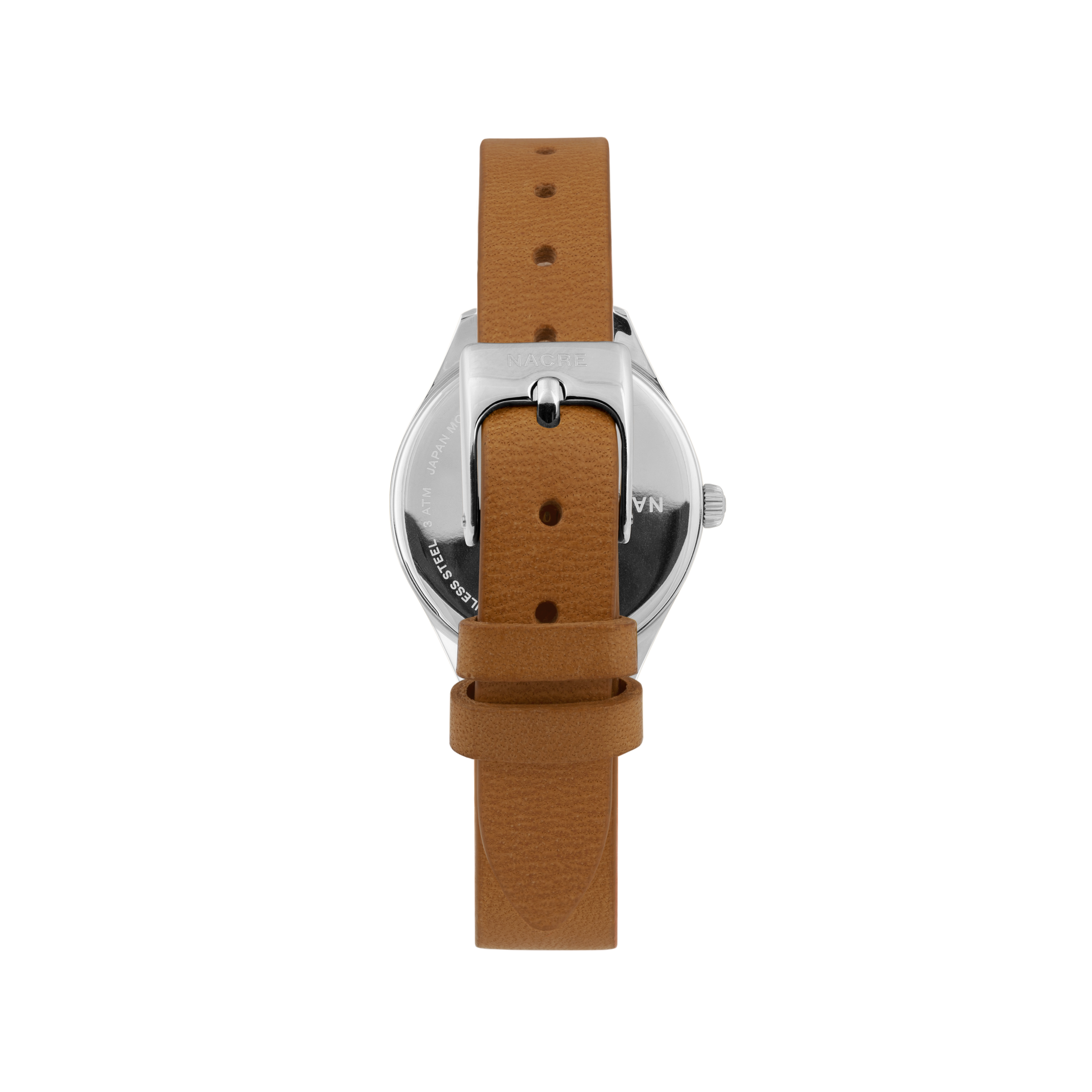 Mini Lune - Stainless Steel - Natural Leather